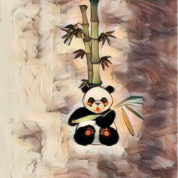 Baby Panda And  Bamboo Tree