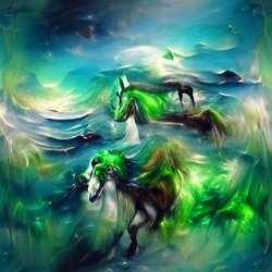 Abstract Green Horse In The Sea #99