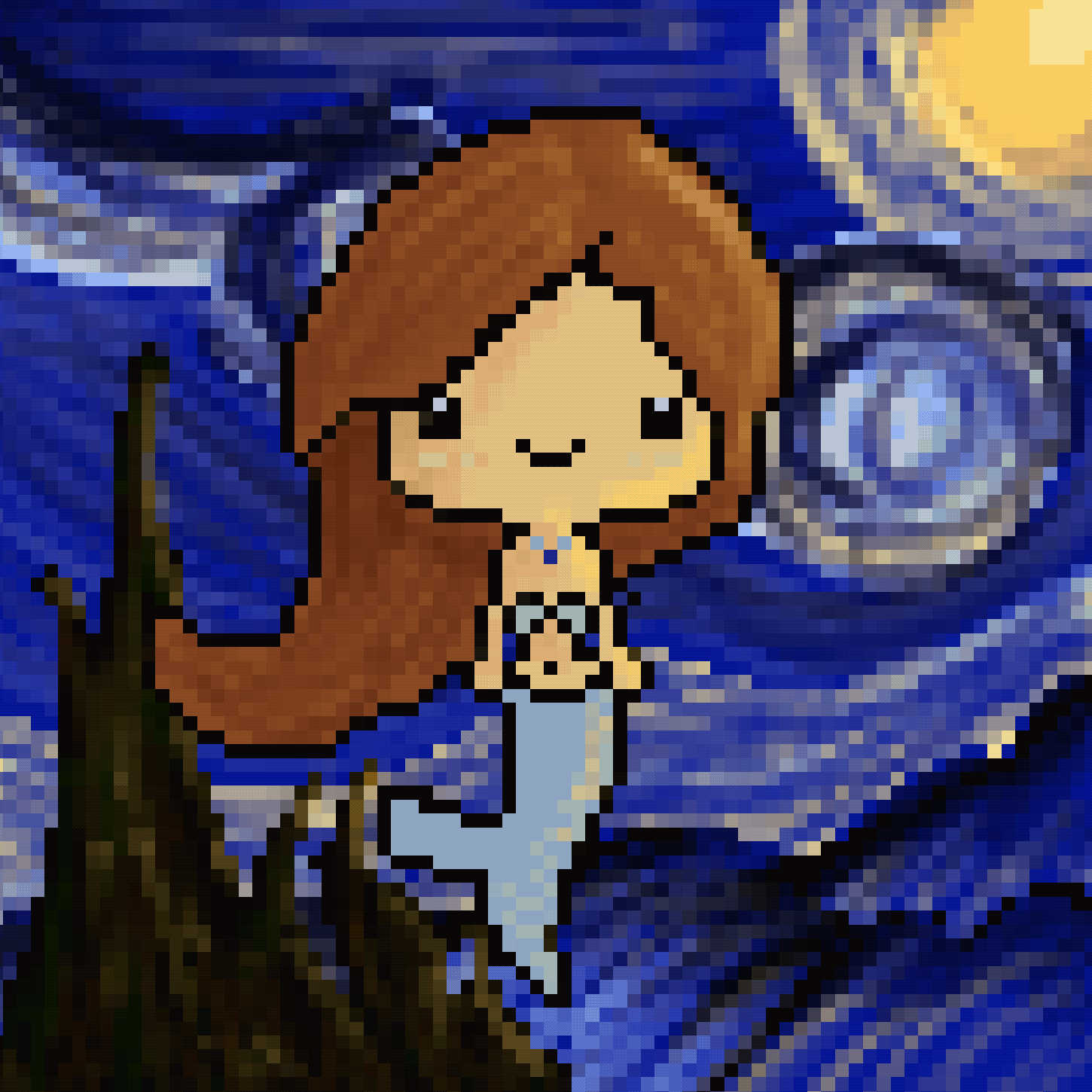 Pixel Mermaid #022: Starry Starry Night