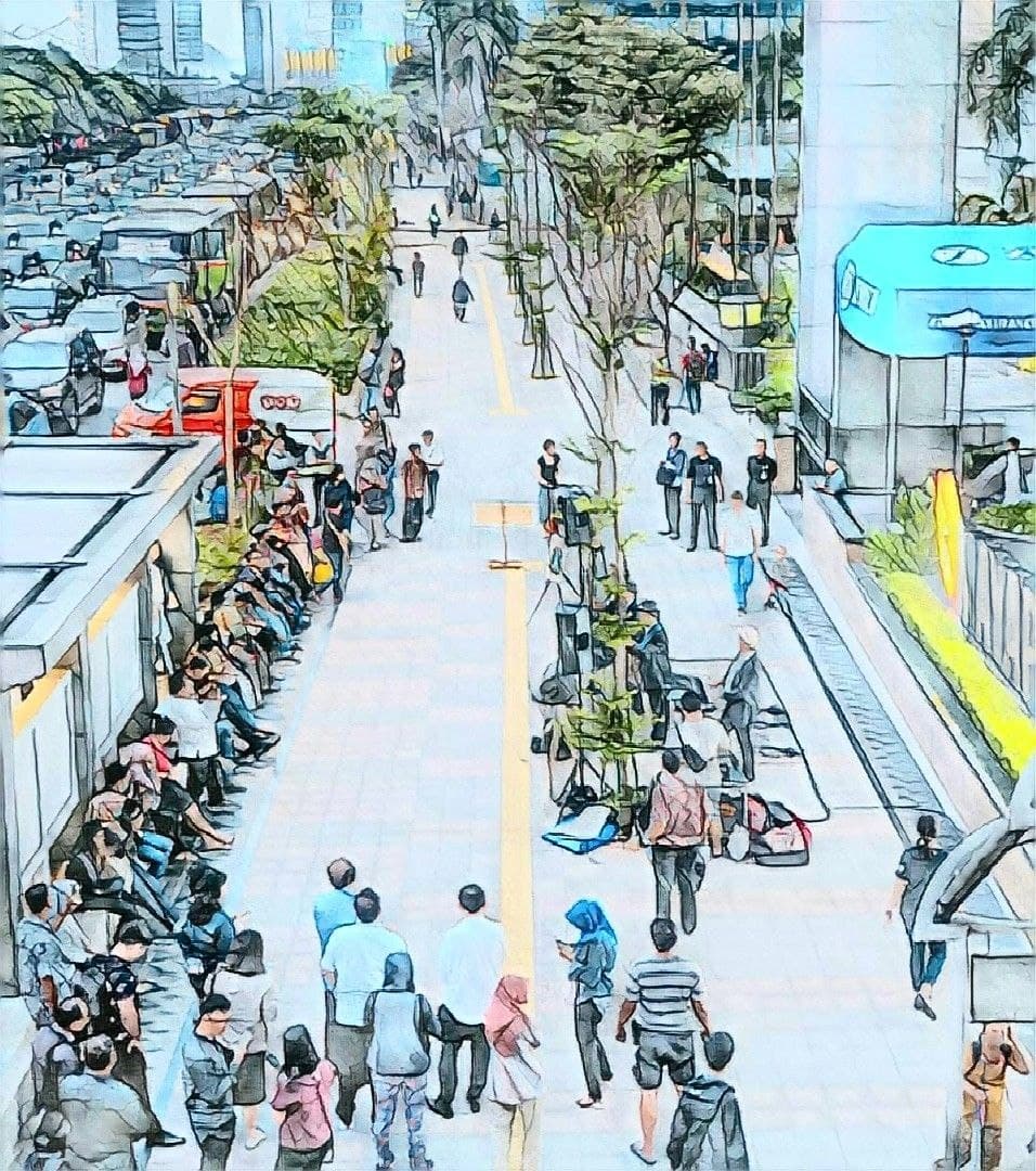 The Band at Pedestrian Sidewalk