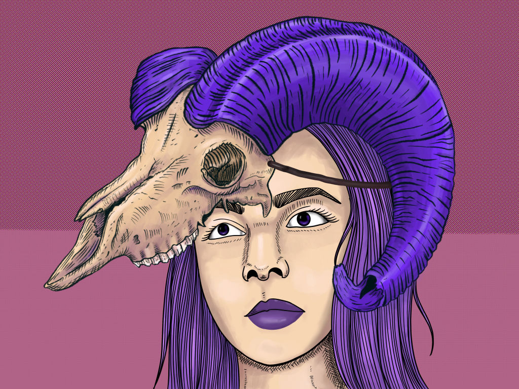 Woman with skull mask