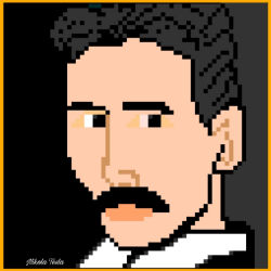 ORIGINAL PIXEL ART, NIKOLA TESLA.