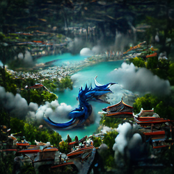 Blue Dragon In Chinese Town #94