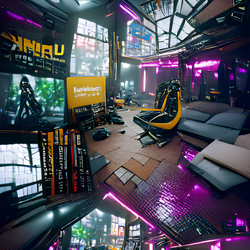 Cyberpunk Gaming Interior Spaces