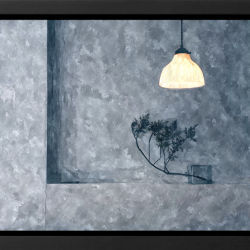 Wall with a lamp and flowers