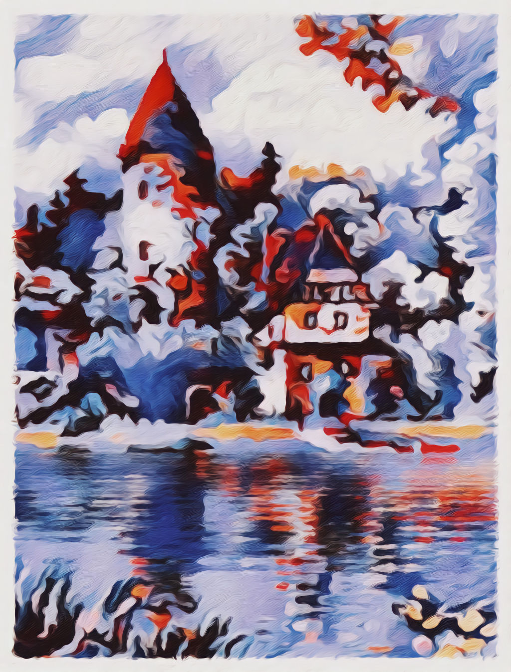 Tiny Castle In Autumn Snow